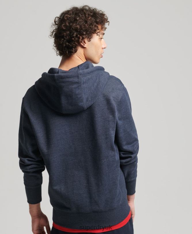 Organic Cotton Code Essential Zip Hoodie Men Navy Clothing Superdry 66N8N5190