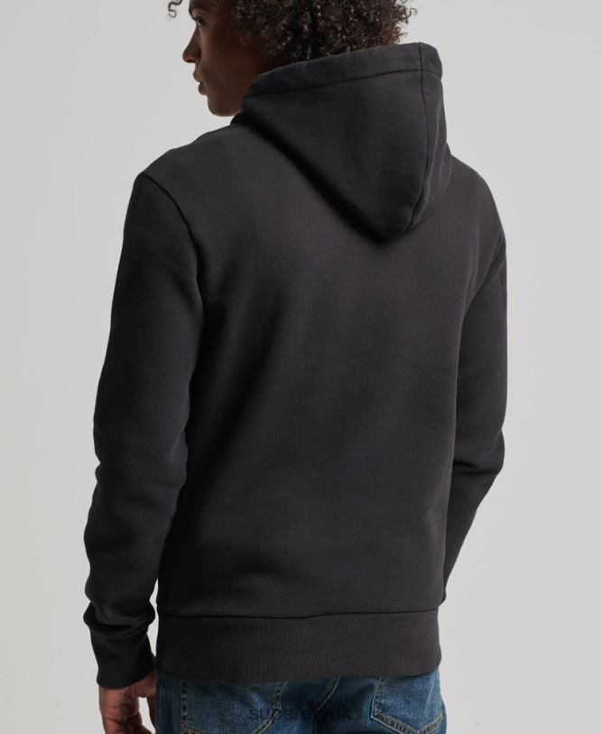 Organic Cotton Core Logo Graphic Hoodie Men Black Clothing Superdry 66N8N5026