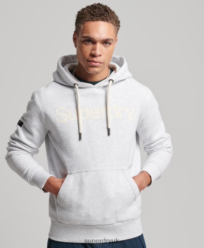 Organic Cotton Core Logo Graphic Hoodie Men Light Grey Clothing Superdry 66N8N748