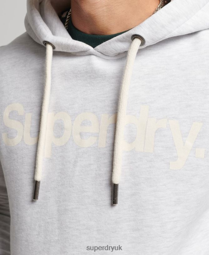 Organic Cotton Core Logo Graphic Hoodie Men Light Grey Clothing Superdry 66N8N748