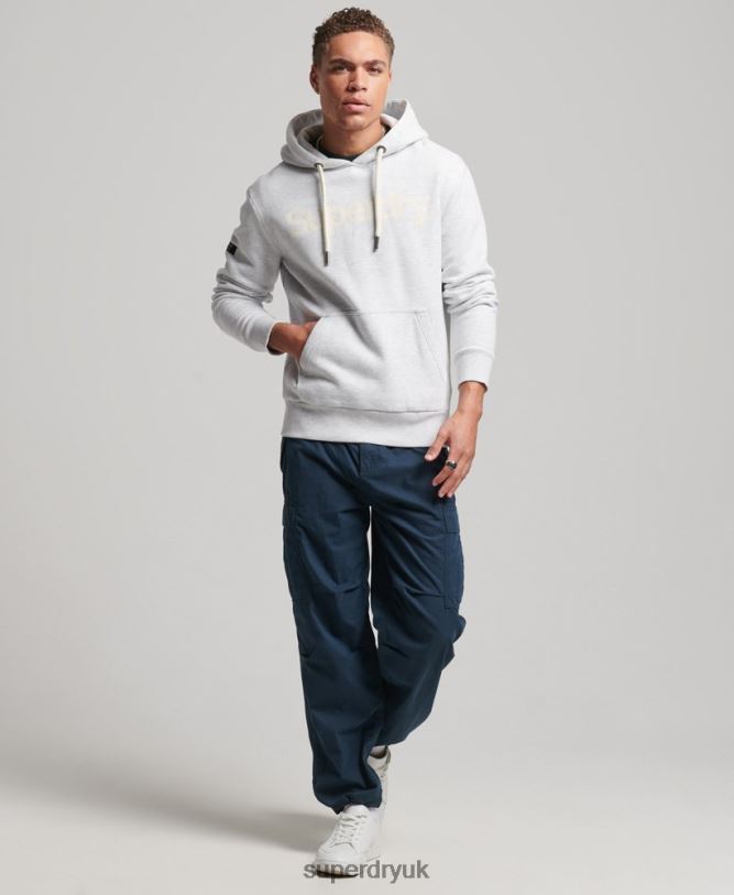 Organic Cotton Core Logo Graphic Hoodie Men Light Grey Clothing Superdry 66N8N748