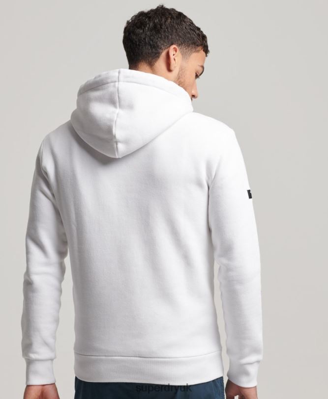 Organic Cotton Core Logo Graphic Hoodie Men White Clothing Superdry 66N8N5075