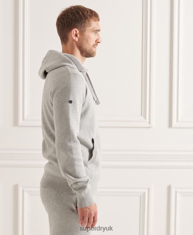 Organic Cotton Essential Hoodie Men Light Grey Clothing Superdry 66N8N5207