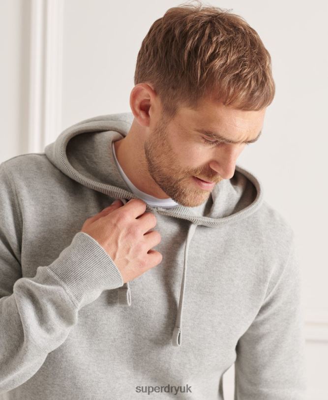 Organic Cotton Essential Hoodie Men Light Grey Clothing Superdry 66N8N5207
