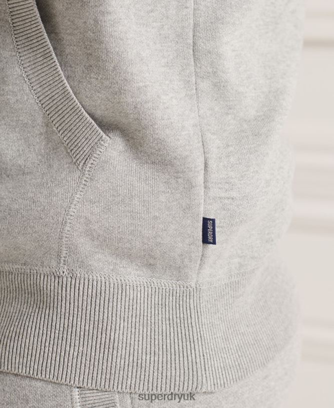 Organic Cotton Essential Hoodie Men Light Grey Clothing Superdry 66N8N5207
