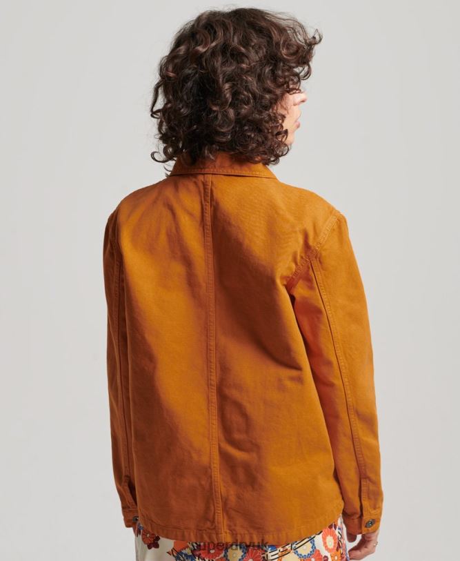 Organic Cotton Vintage Chore Jacket Women Brown Clothing Superdry 66N8N3538