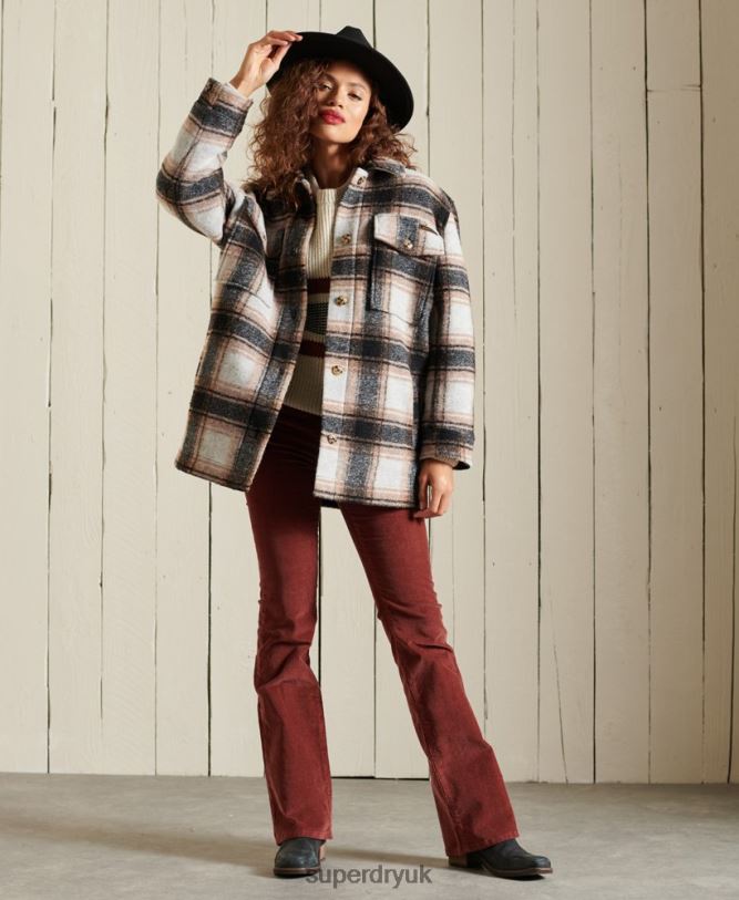 Overshirt Jacket Women Grey Clothing Superdry 66N8N5485