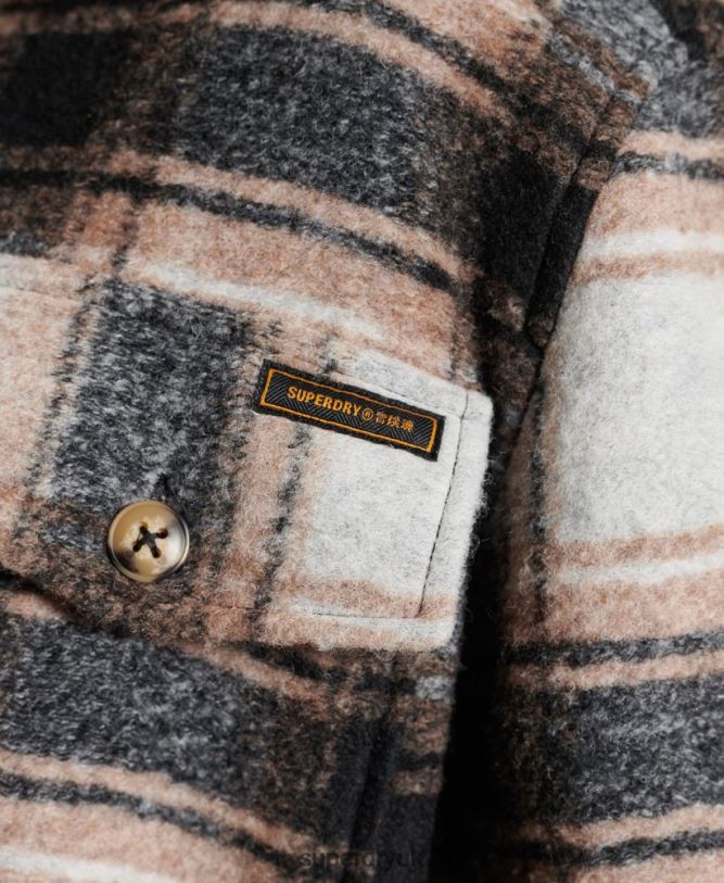 Overshirt Jacket Women Grey Clothing Superdry 66N8N5485