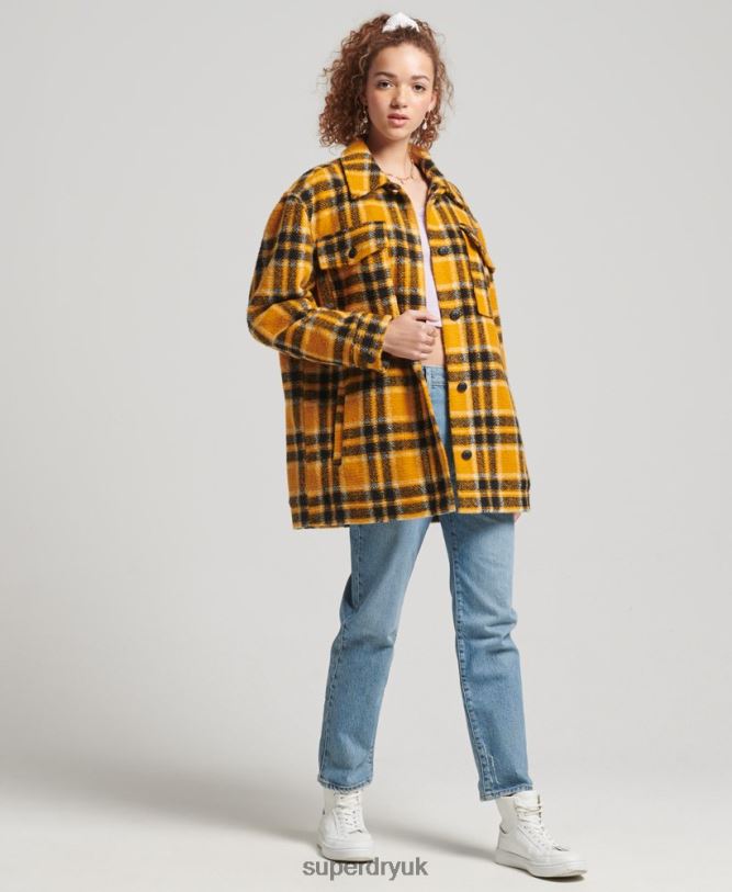 Overshirt Jacket Women Yellow Clothing Superdry 66N8N5483