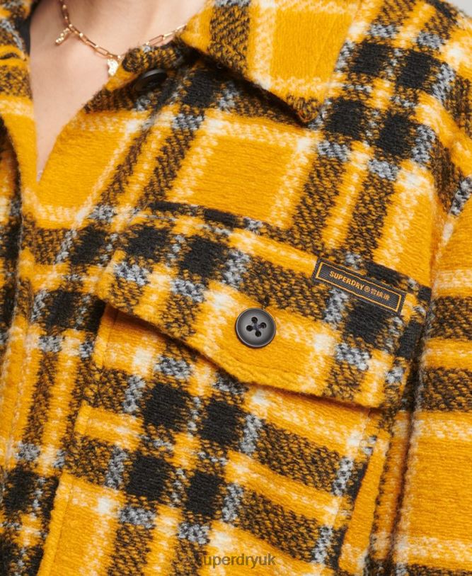 Overshirt Jacket Women Yellow Clothing Superdry 66N8N5483