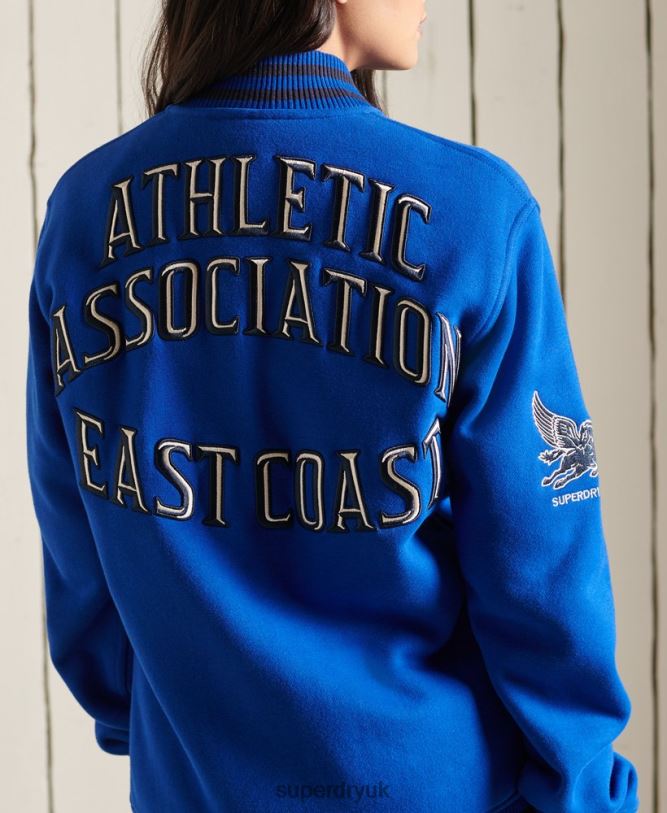 Oversized College Jersey Bomber Jacket Women Blue Clothing Superdry 66N8N5895