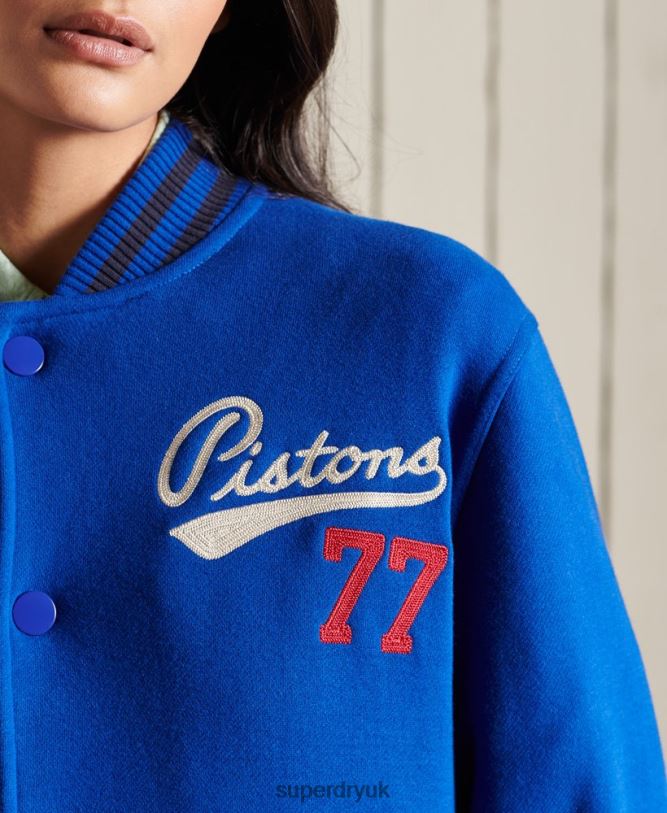Oversized College Jersey Bomber Jacket Women Blue Clothing Superdry 66N8N5895