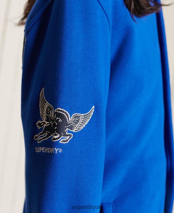 Oversized College Jersey Bomber Jacket Women Blue Clothing Superdry 66N8N5895
