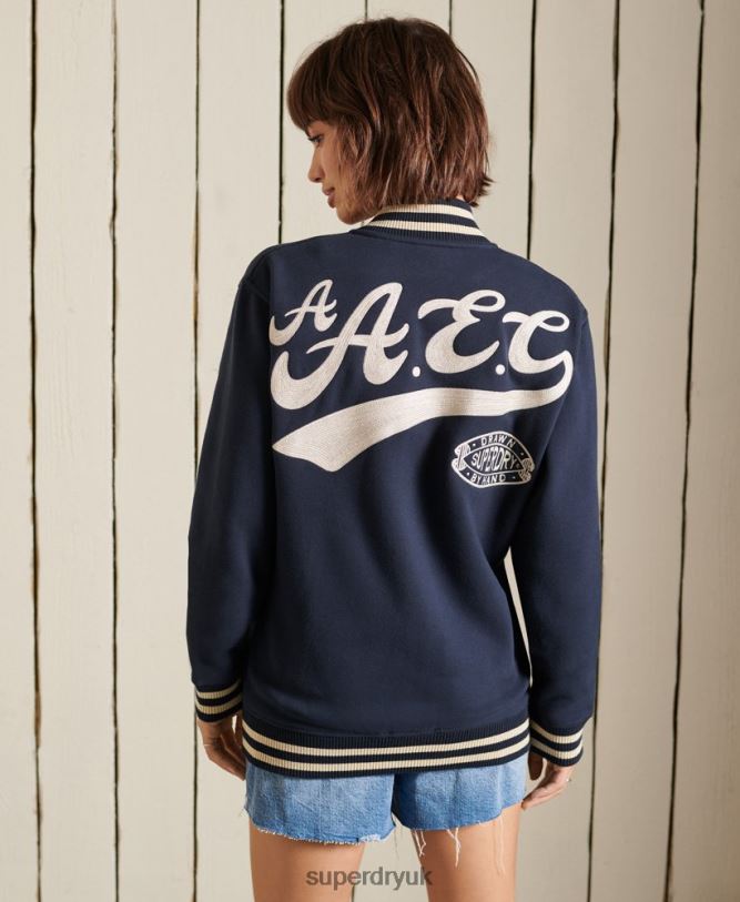 Oversized College Jersey Bomber Jacket Women Navy Clothing Superdry 66N8N6026