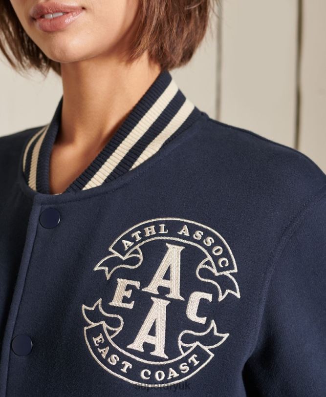 Oversized College Jersey Bomber Jacket Women Navy Clothing Superdry 66N8N6026