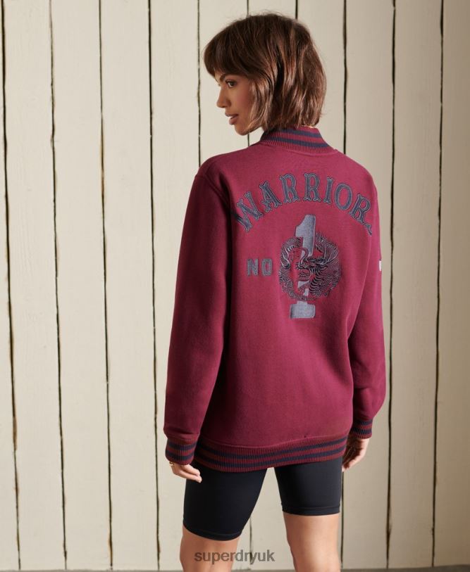 Oversized College Jersey Bomber Jacket Women Purple Clothing Superdry 66N8N5922