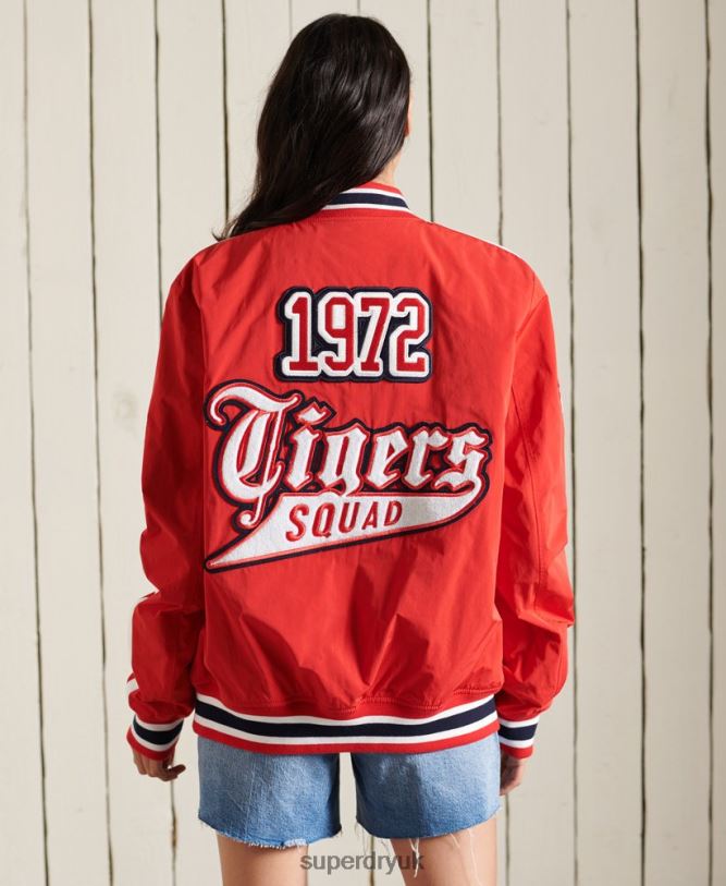 Oversized Collegiate Bomber Jacket Women Red Clothing Superdry 66N8N3842
