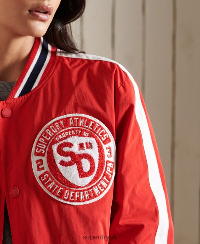 Oversized Collegiate Bomber Jacket Women Red Clothing Superdry 66N8N3842
