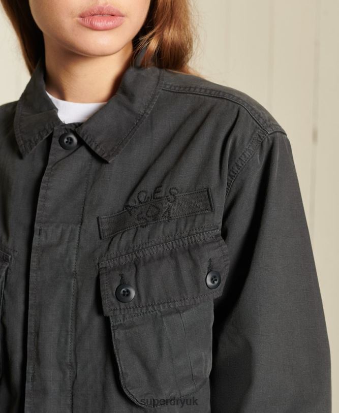 Oversized Combat Jacket Women Dark Grey Clothing Superdry 66N8N5567