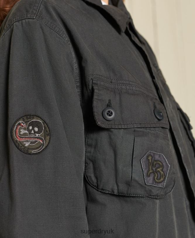 Oversized Combat Jacket Women Dark Grey Clothing Superdry 66N8N5567