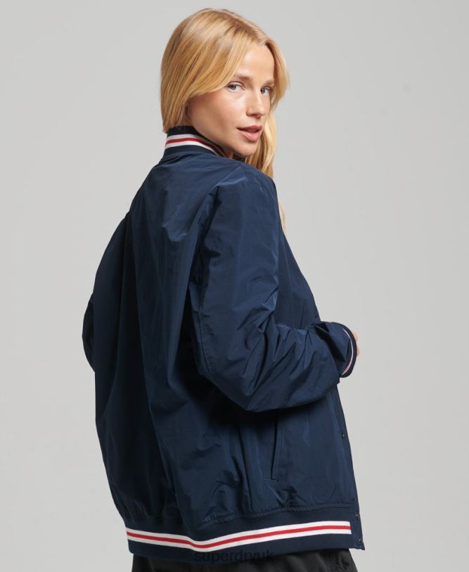 Oversized Nylon Varsity Jacket Women Navy Clothing Superdry 66N8N5728