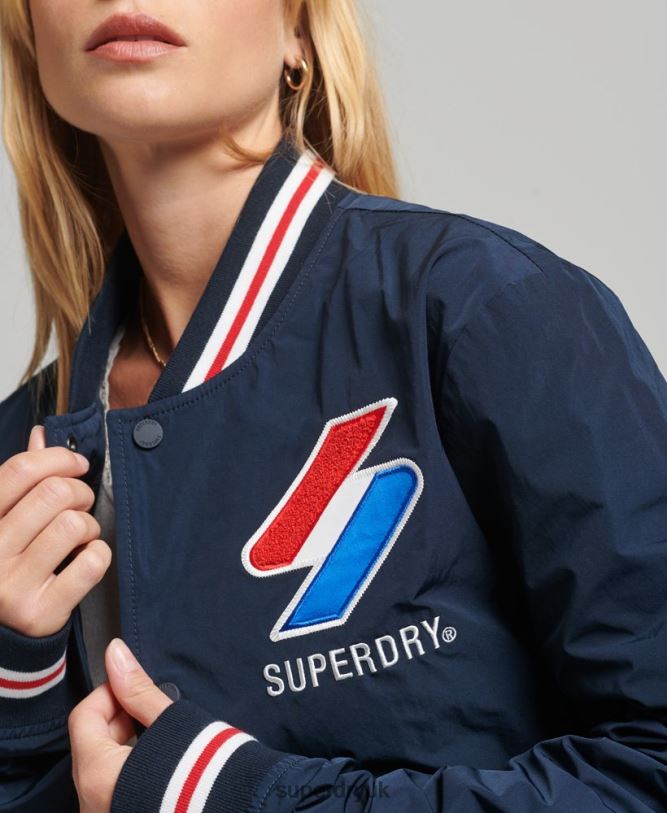 Oversized Nylon Varsity Jacket Women Navy Clothing Superdry 66N8N5728