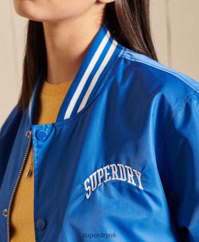 Oversized Varsity Baseball Jacket Women Blue Clothing Superdry 66N8N3852