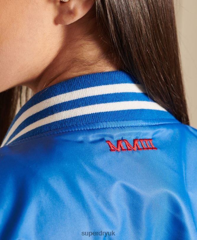Oversized Varsity Baseball Jacket Women Blue Clothing Superdry 66N8N3852