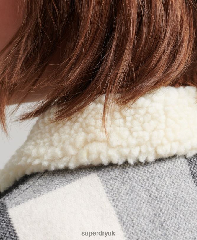 Oversized Wool Sherpa Trucker Jacket Women Black Clothing Superdry 66N8N5564