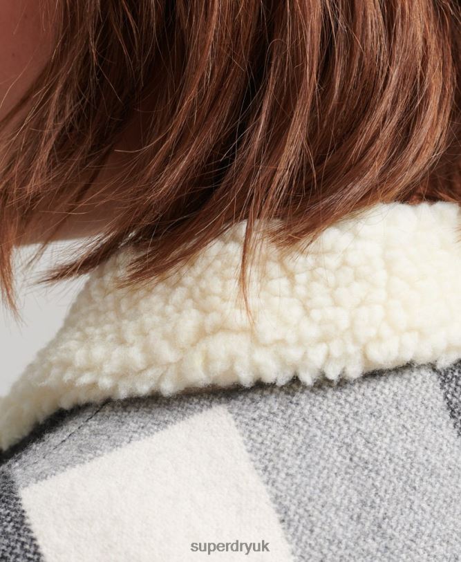 Oversized Wool Sherpa Trucker Jacket Women Black Clothing Superdry 66N8N5727