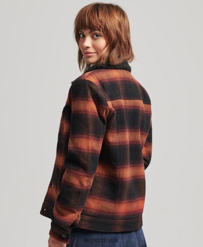 Oversized Wool Sherpa Trucker Jacket Women Red Clothing Superdry 66N8N5434