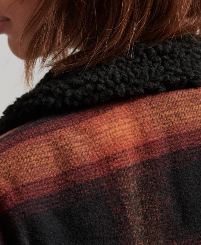 Oversized Wool Sherpa Trucker Jacket Women Red Clothing Superdry 66N8N5434