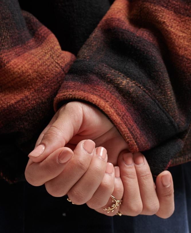 Oversized Wool Sherpa Trucker Jacket Women Red Clothing Superdry 66N8N5434