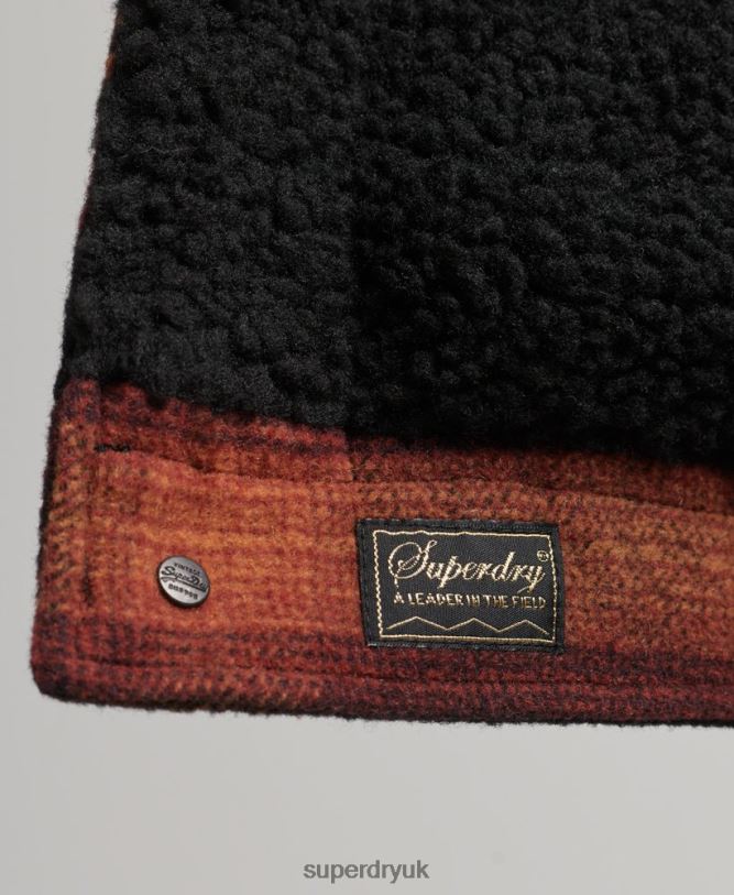 Oversized Wool Sherpa Trucker Jacket Women Red Clothing Superdry 66N8N5434