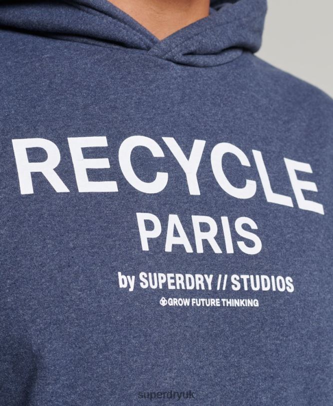 Recycled City Hoodie Men Blue Clothing Superdry 66N8N665