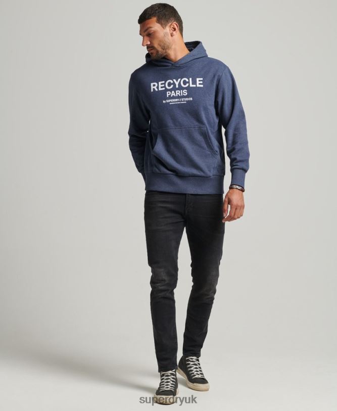 Recycled City Hoodie Men Blue Clothing Superdry 66N8N665