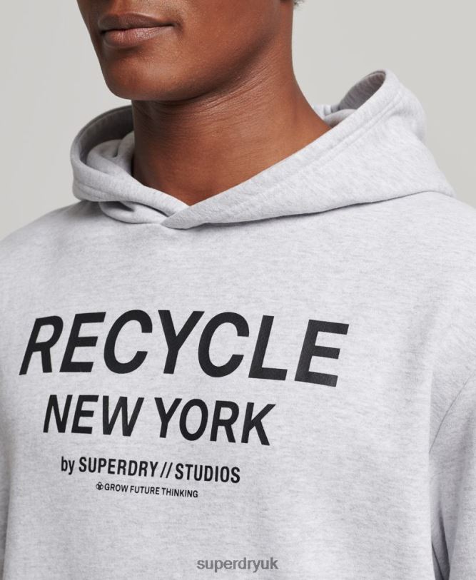 Recycled City Hoodie Men Light Grey Clothing Superdry 66N8N793