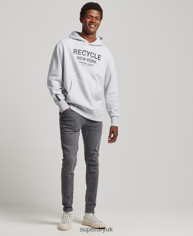 Recycled City Hoodie Men Light Grey Clothing Superdry 66N8N793
