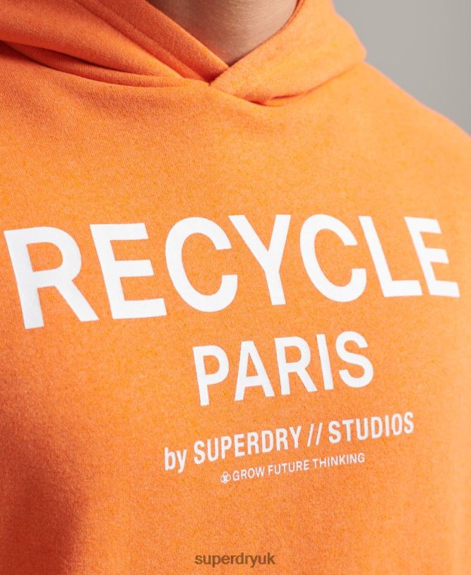 Recycled City Hoodie Men Orange Clothing Superdry 66N8N747