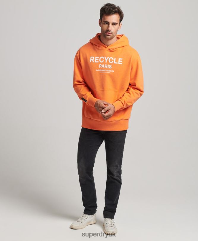 Recycled City Hoodie Men Orange Clothing Superdry 66N8N747