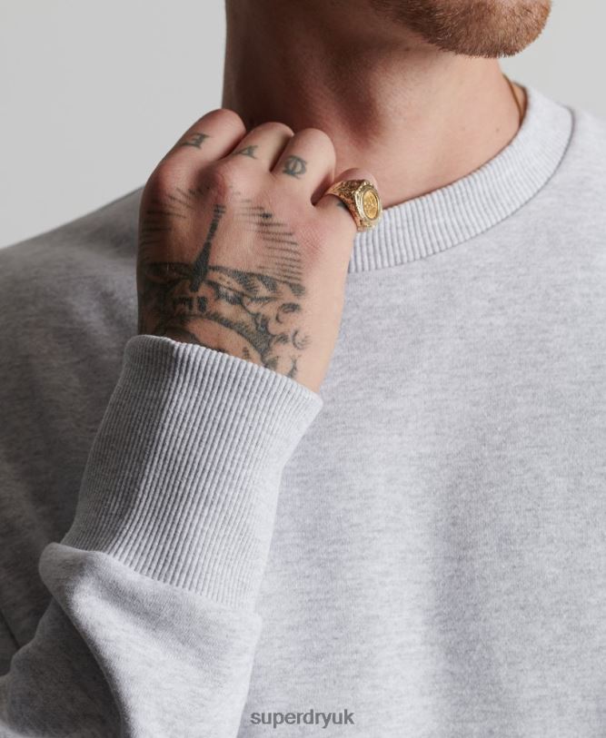 Recycled Micro Mid Crew Sweatshirt Men Light Grey Clothing Superdry 66N8N890