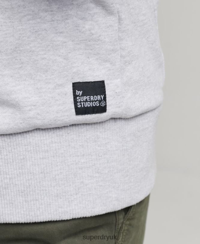 Recycled Micro Side Hoodie Men Light Grey Clothing Superdry 66N8N5014