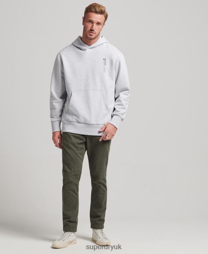 Recycled Micro Side Hoodie Men Light Grey Clothing Superdry 66N8N5014