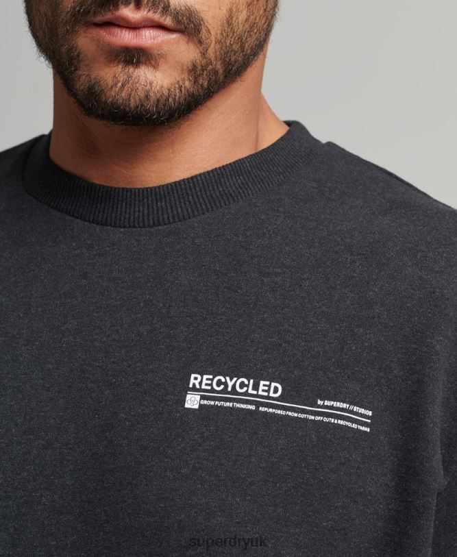 Recycled Micro Top Crew Sweatshirt Men Black Clothing Superdry 66N8N889