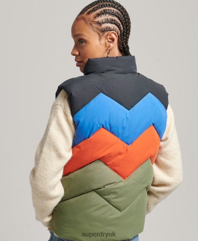 Retro Panel Puffer Gilet Women Green Clothing Superdry 66N8N5472