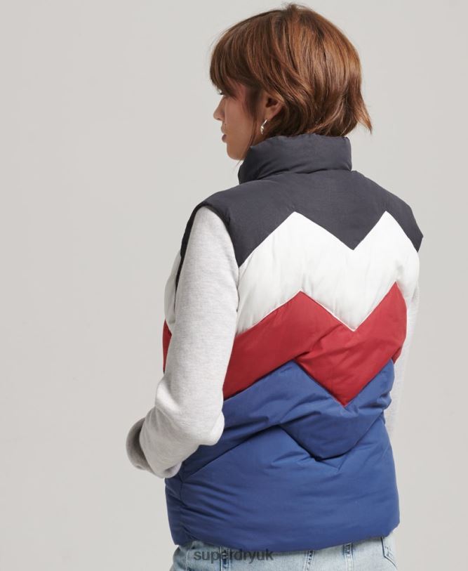 Retro Panel Puffer Gilet Women Navy Clothing Superdry 66N8N5502
