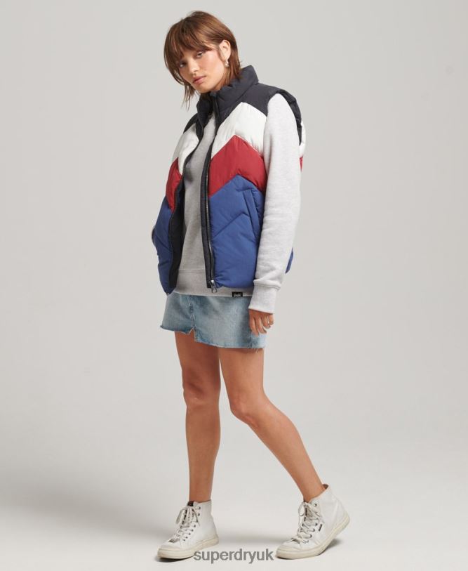 Retro Panel Puffer Gilet Women Navy Clothing Superdry 66N8N5502