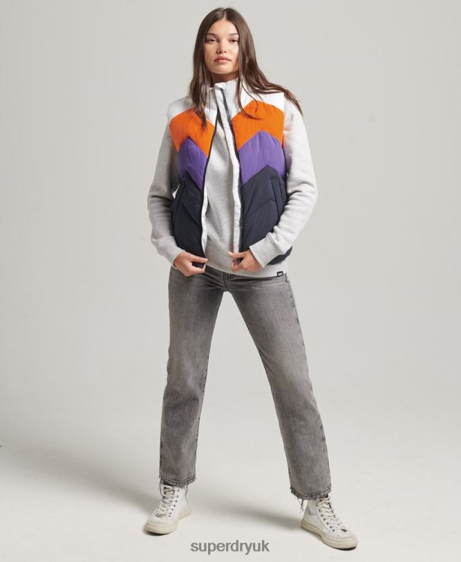 Retro Panel Puffer Gilet Women Navy Clothing Superdry 66N8N5578