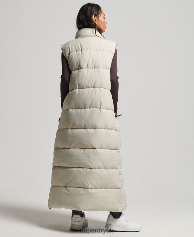 Ripstop Longline Puffer Gilet Women Beige Clothing Superdry 66N8N3651