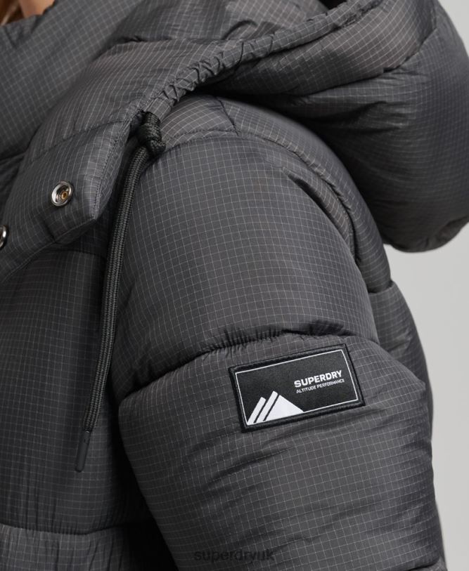 Ripstop Longline Puffer Jacket Women Black Clothing Superdry 66N8N3729